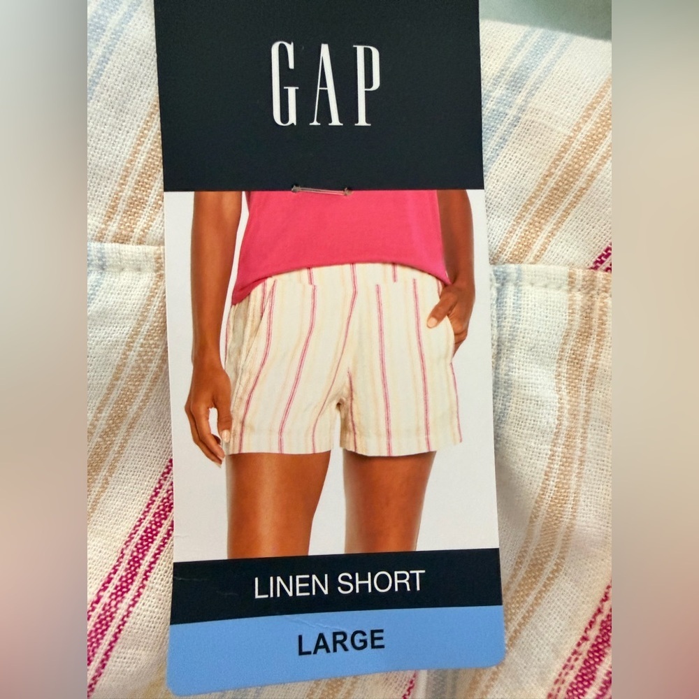 Gap Linen Lightweight Pull On Elastic Waistband Short Dotted Sun Stripe NWT - Picture 4 of 8